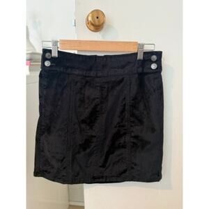 Free People Black Satin Mini Skirt Zip Front Size 29🖤